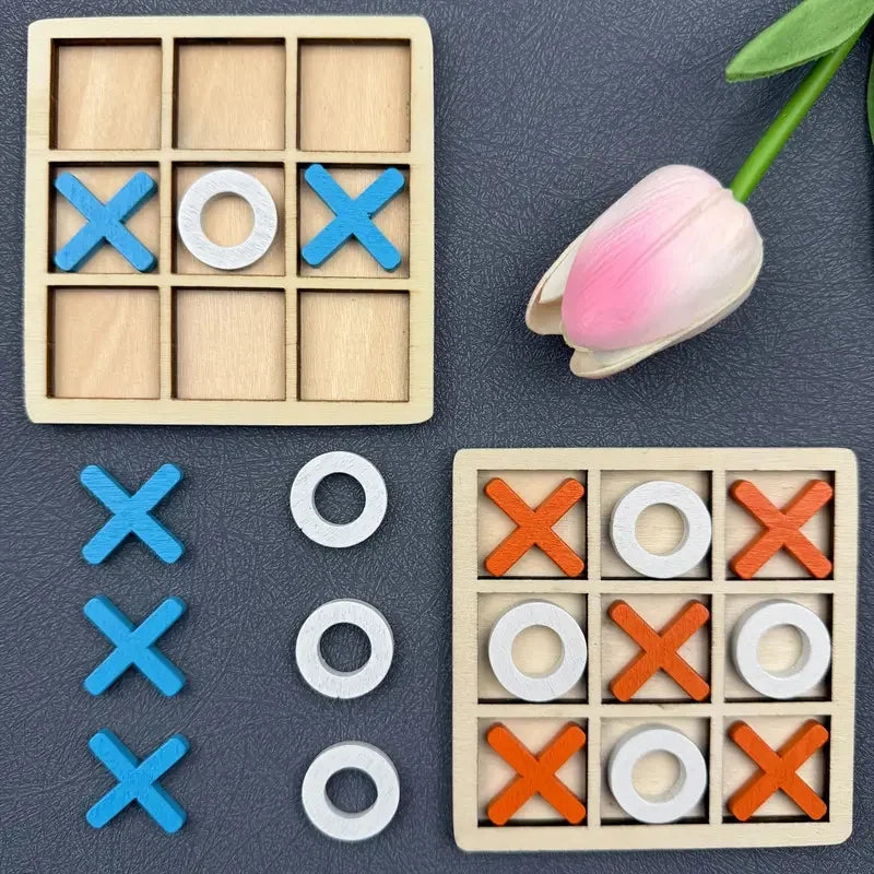 Perfecsy Wooden Tic Tac Toe Puzzle Game for Two Players Interactive Logic & Strategy Board Game Family Party Birthday Boys & 
