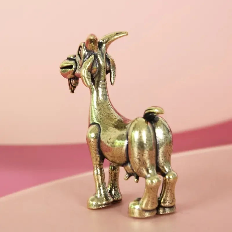 Perfecsy Vintage Brass Goat Statue - Intricate Retro Animal Sculpture for Home & Office Decor, Ideal for Collectors, Living R