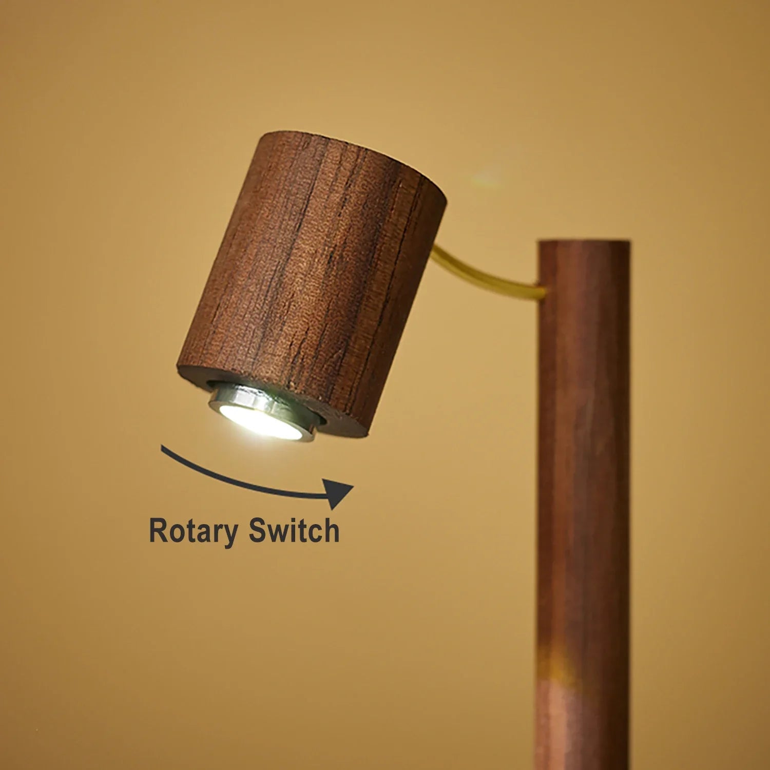 Perfecsy Wooden Table Lamp Retro Night Light with Rotary Switch LED Eye Protection Bedside Lamp Desktop Decorative Lights — b