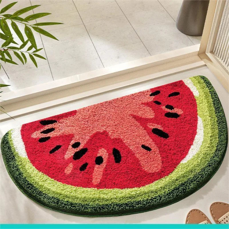 Perfecsy VIKAMA Little Fresh Fruit Special Imitation Cashmere Carpet Warm Machine Washable Bathroom Door Carpet Porch Mat Hom