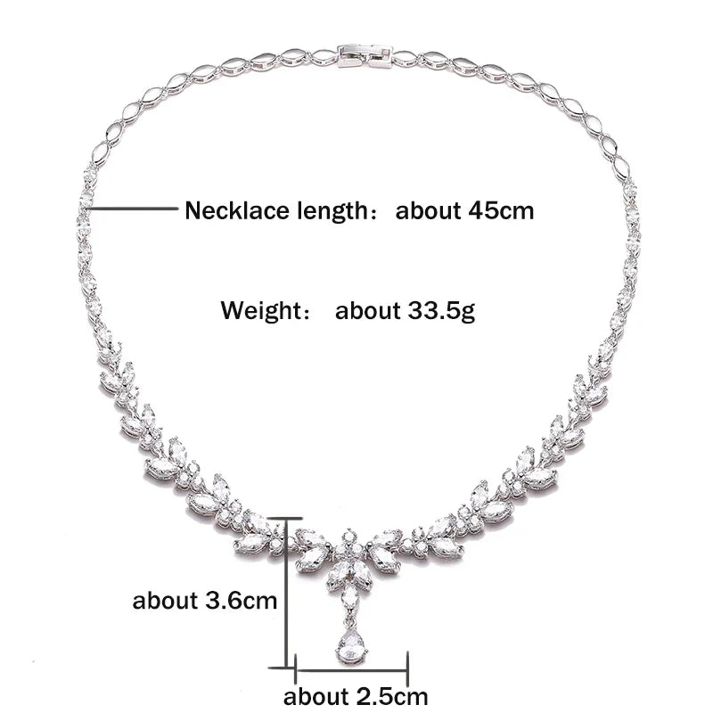 Envy NYC Brilliant Zirconia Leaf Necklace, Earrings & Bracelet Set — lifestyle worn / used context