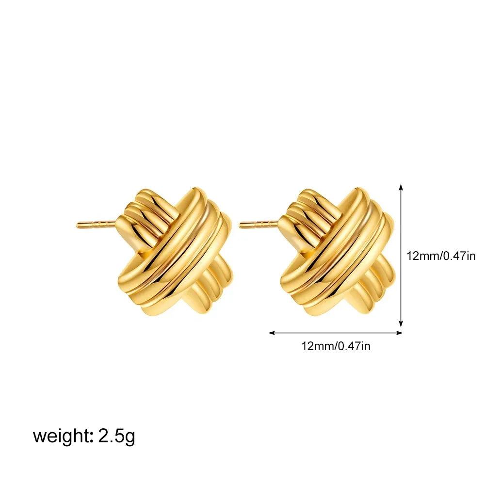 SORI STYLE Three-Layer Textured Knot Earrings for Women — alternative angle