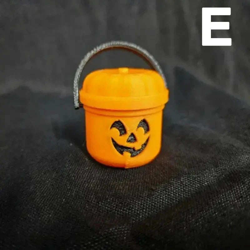 Pumpkin Lantern Bucket Mini Halloween Nostalgia Bucket Candy Jar Trick or Treat Basket Halloween Small Candy Bucket orang