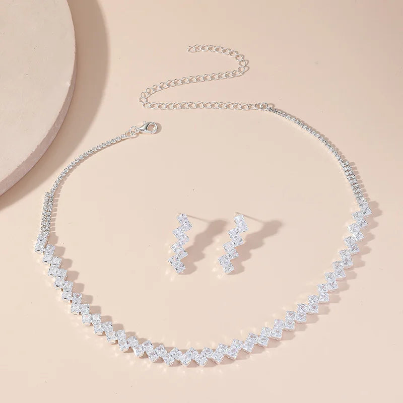 Envy NYC Precious Luxury Crystal Earrings & Necklace Jewelry Set — construction detail