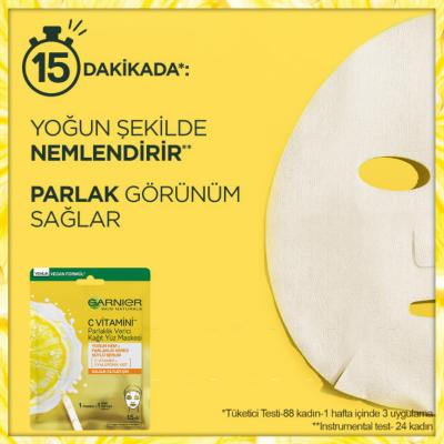 Garnier Vitamin C Brightening Sheet Face Mask for All Skin Types - Nourishing, Hydrating, and Brightening Skincare