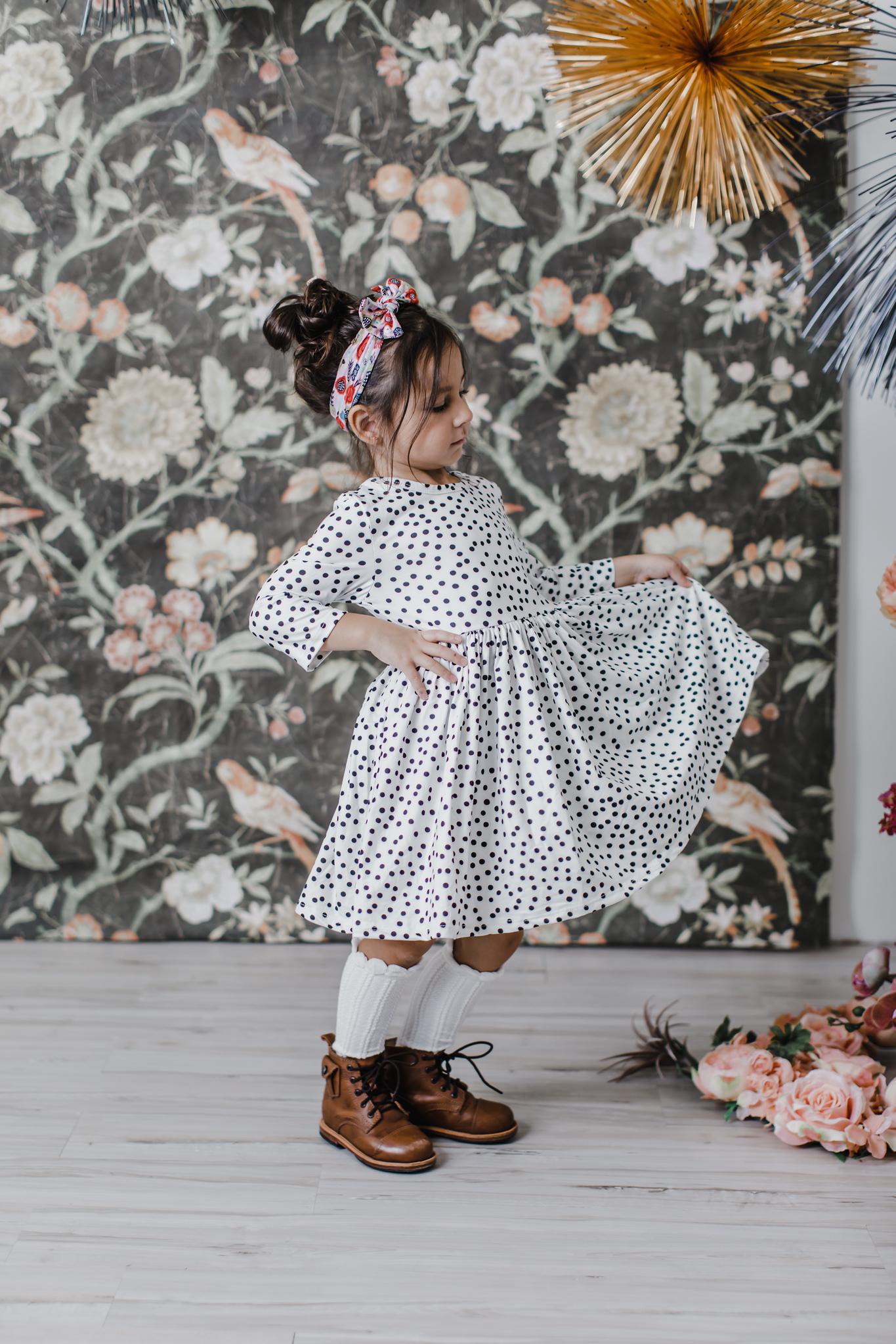 Mila & Rose ® Scattered Dot 3/4 Sleeve Pocket Twirl Dress — alternative angle