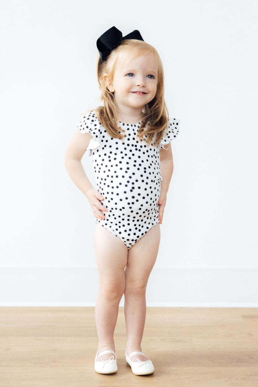 Mila & Rose ® Scattered Dot S/S Flutter Sleeve Leotard — lifestyle context
