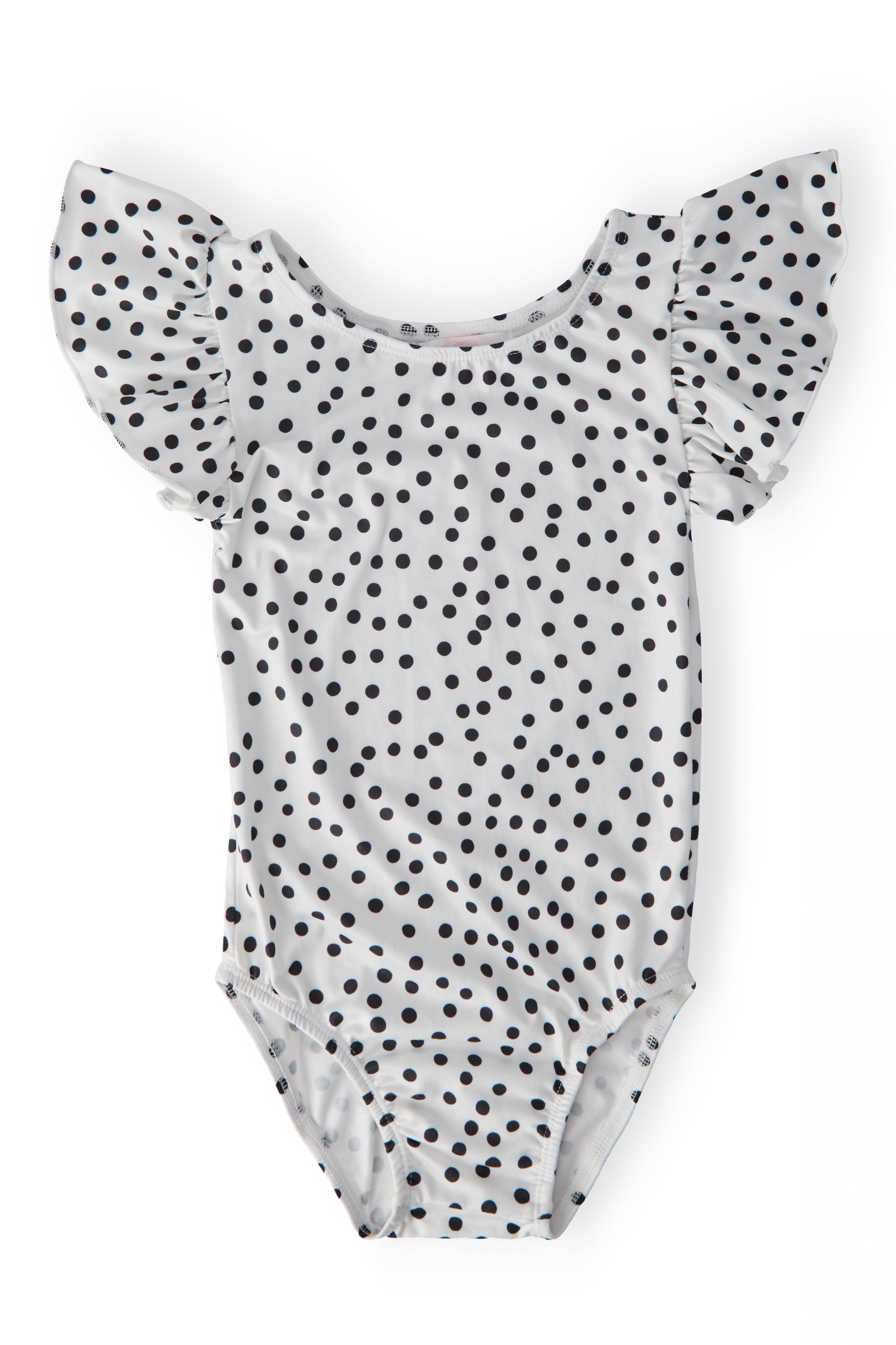 Mila & Rose ® Scattered Dot S/S Flutter Sleeve Leotard — main product shot