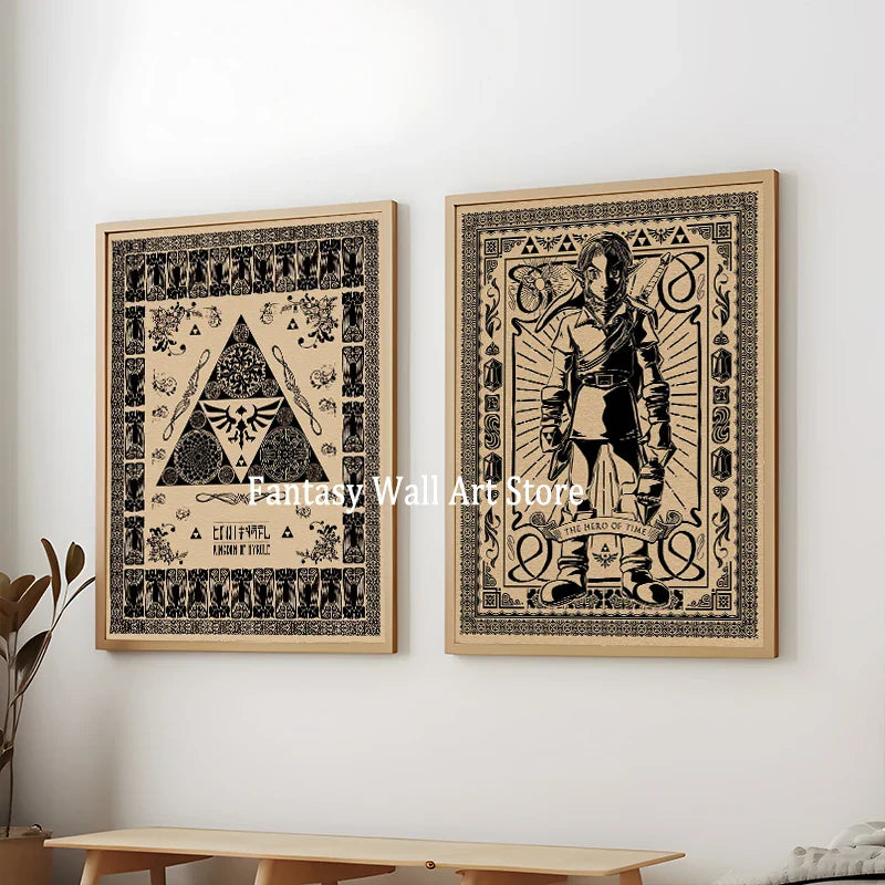 Perfecsy Z-zzelda Game Vintage Poster Legend of Zzelda Wall Decor Classic Video Game Prints Canvas Wall Decoration Gaming Roo