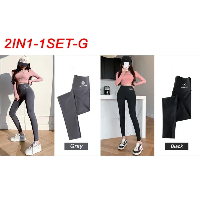 M-XL Shark pants women wear spring  autumn winter thin high-waisted belly lift hip yoga tights small feet black leggings