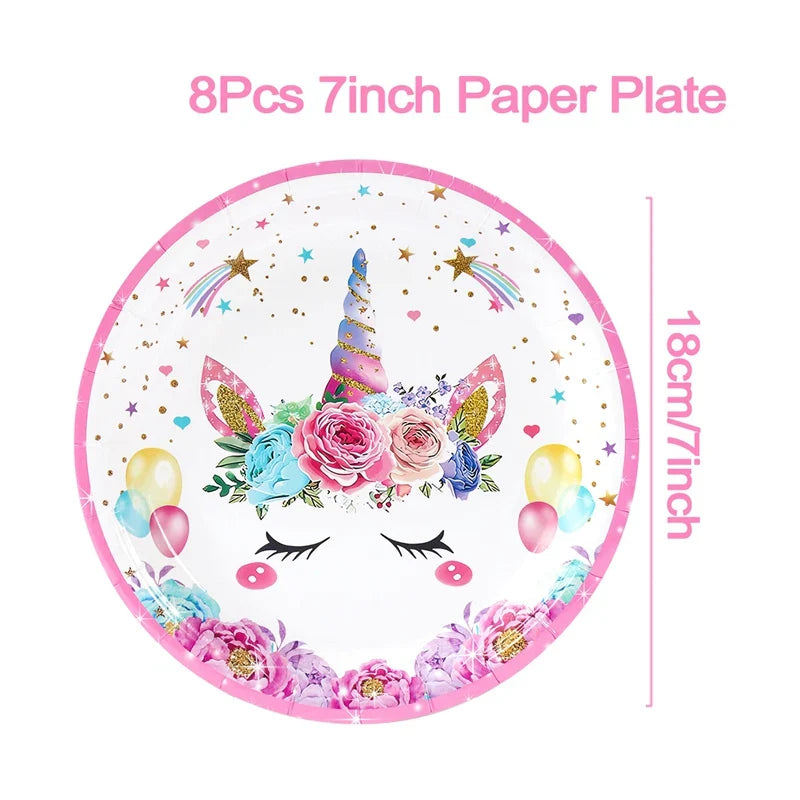 Perfecsy Unicorn Party Disposable Tablecloth Unicorn Birthday Party Decoration Girl Disposable Tableware Tablecloth Girls Bab