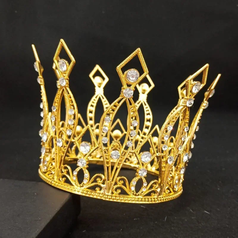 Perfecsy Rhinestone Crown Baking Cake Topper Headwear Decoration Children's Hair Accessories Princess Wedding Birthday Party 