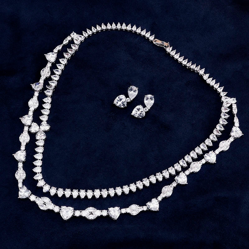 Envy NYC ZAKOL Brand Gorgeous Shiny Full Zirconia Earring Necklaces Jewelry Set Luxury… — detail shot 10