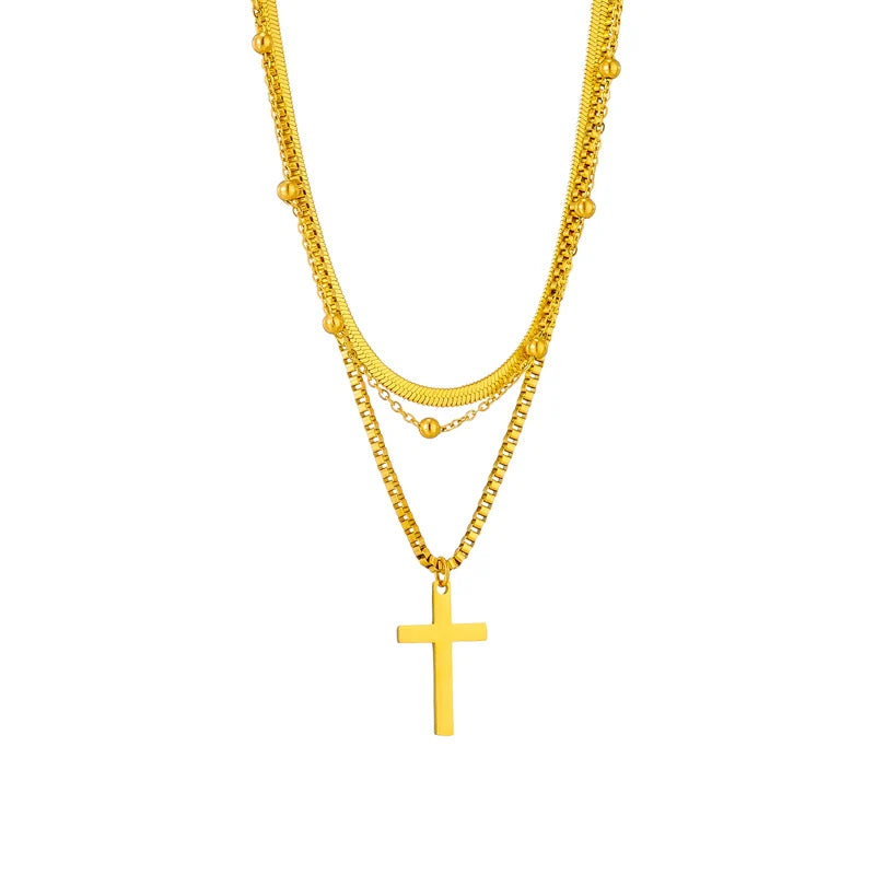 MyClosetAid Stainless Steel Gold Color Cross Pendant Necklace — alternative angle