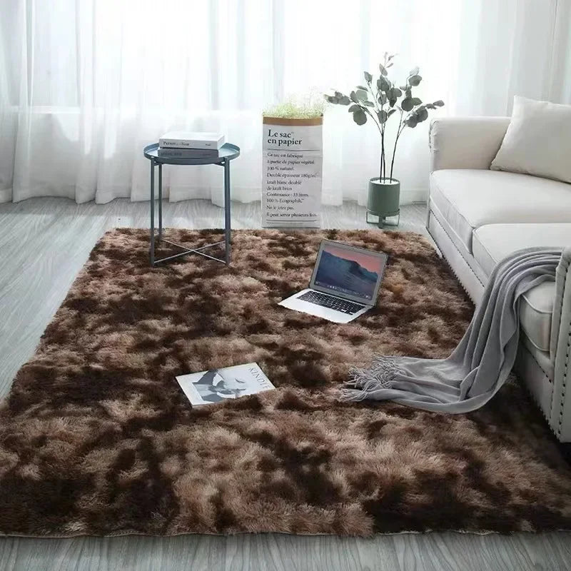 Perfecsy VIKAMA Minimalist Solid Color Shaggy Rug Fluffy and Soft Living Room Sofa Coffee Table Rug Nursery Floor Mat Home De
