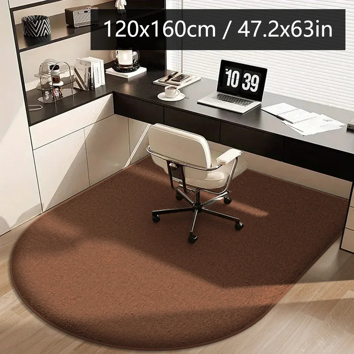 Perfecsy VIKAMA Solid Colour Arched Rug Soft And Non-Slip Office, Study Computer Chair Mat Dressing Table Foot Pad Home Decor