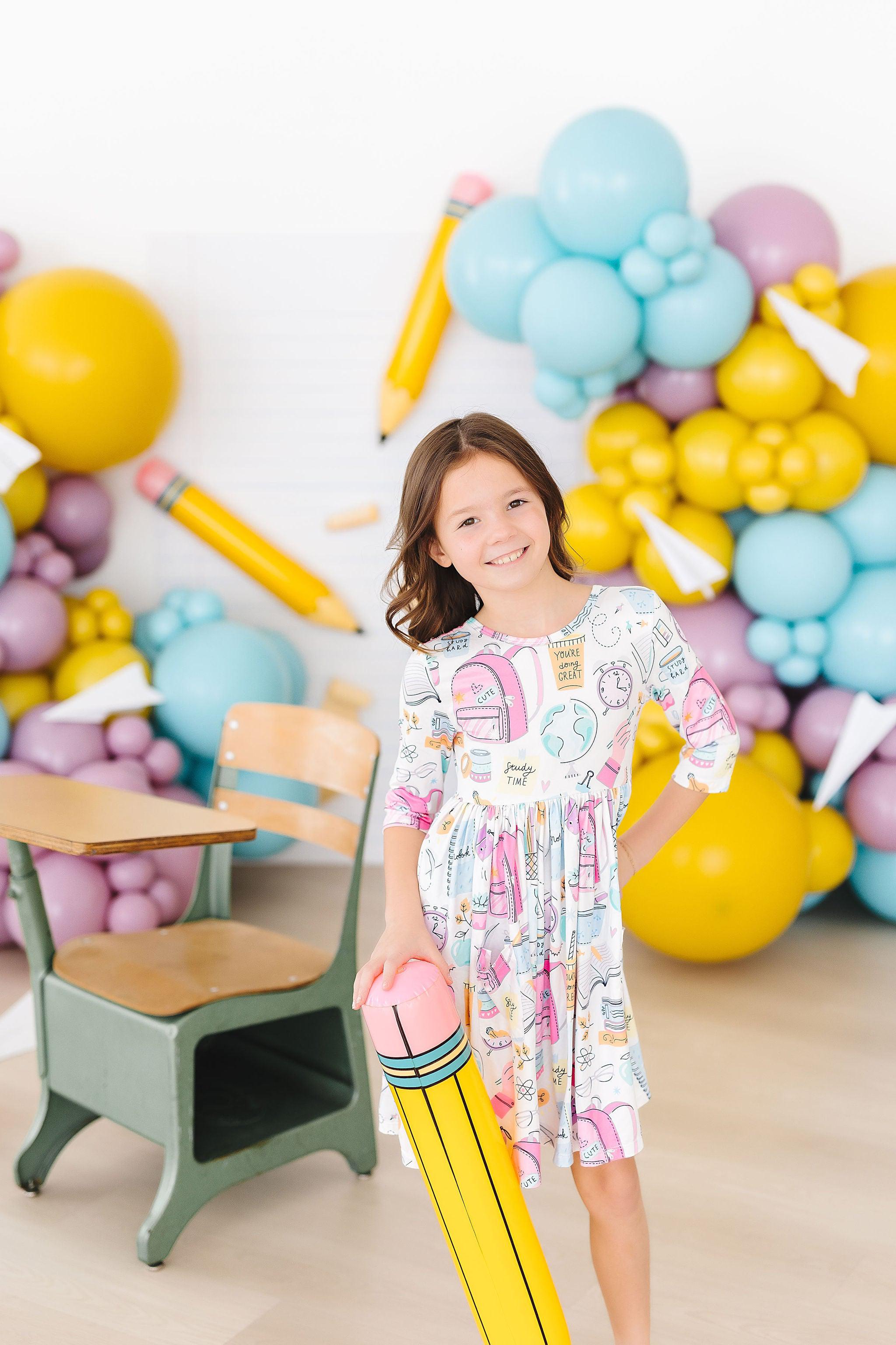 Mila & Rose ® School is Cool 3/4 Sleeve Pocket Twirl Dress — main product shot