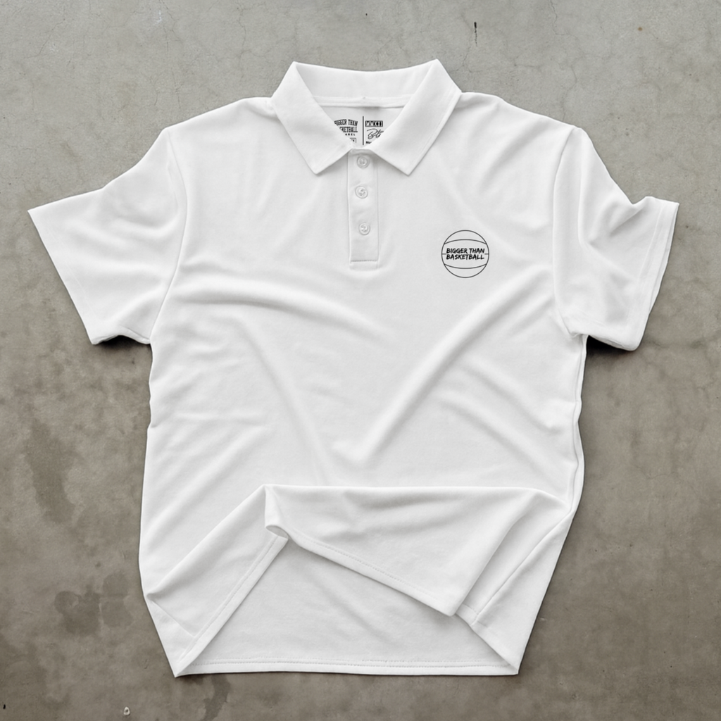 Bigger Than Basketball Bigger Than Basketball - Polo - White — detail and construction