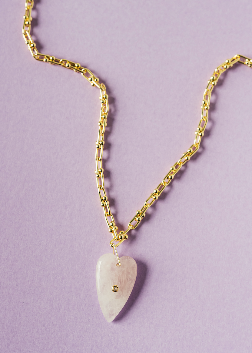 Heart of Stone Necklace in Coral