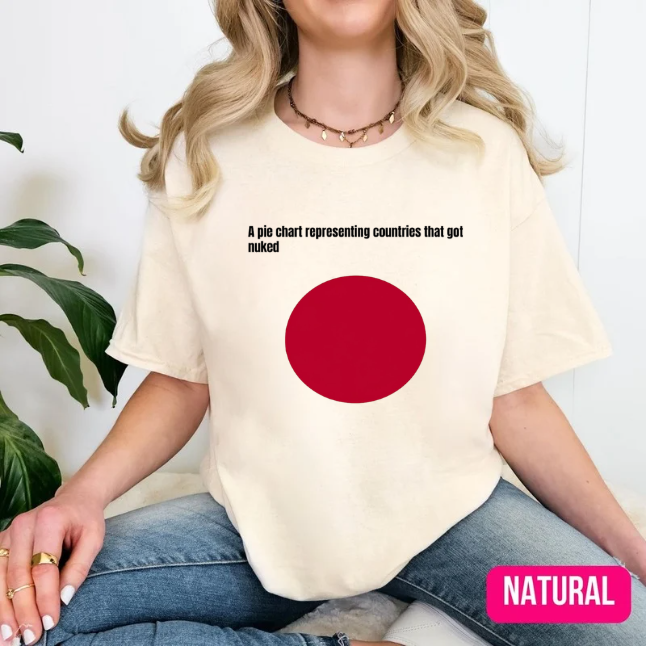 Japan Flag Pie Chart "Countries Nuked" Graphic T-Shirt – Provocative Historical Satire Unisex Crewneck Tee
