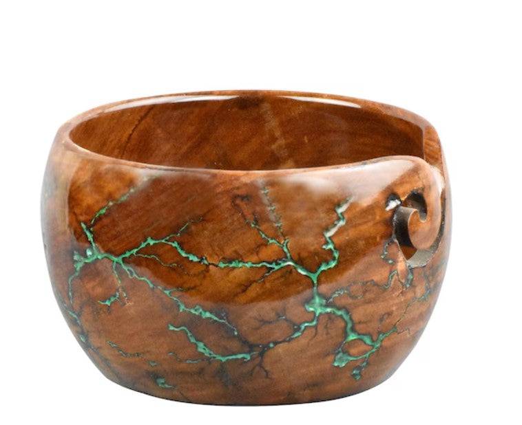 Darn Good Yarn Handcrafted Rosewood Yarn Bowl with Unique Resin Accents — main product shot