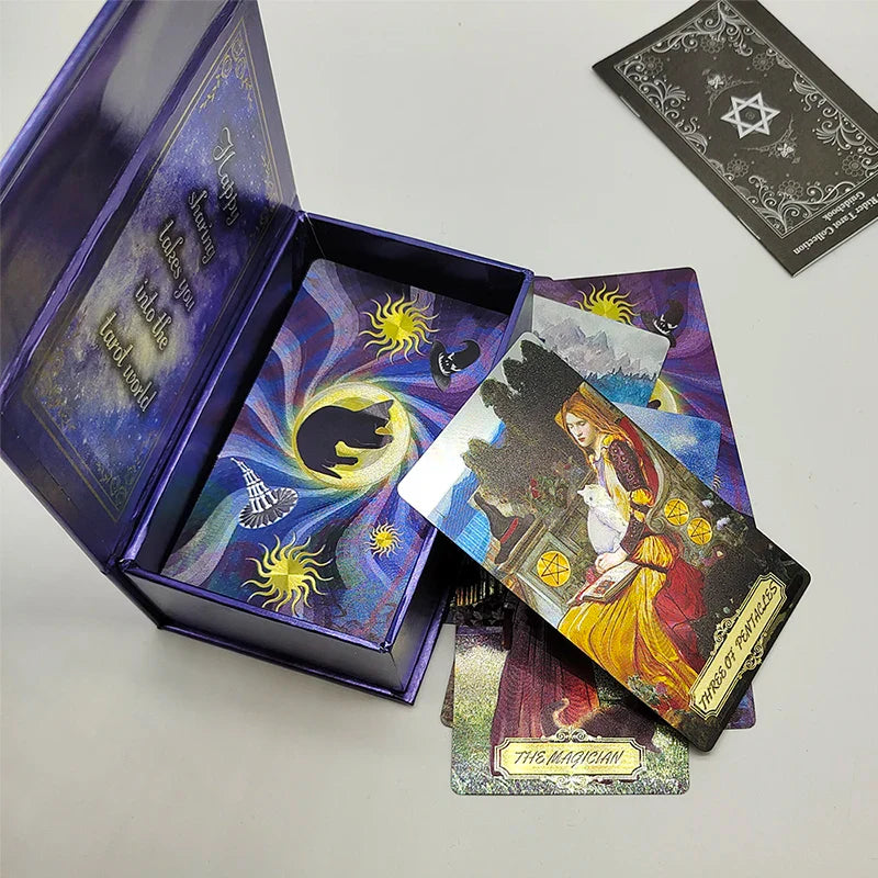 New Pattern Gold Foil Tarot Cards Witch Divine Predictive Board Game Waterproof Mystery Deck For Beginners And Collectors