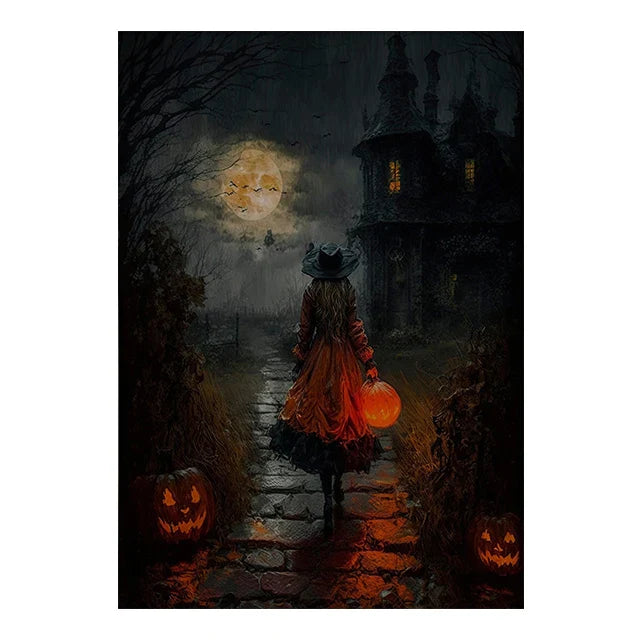 Perfecsy Retro Crow Witch Bat Skull Dark Academia Gothic Victorian Style Wall Art Canvas Painting Poster Print Halloween Gift