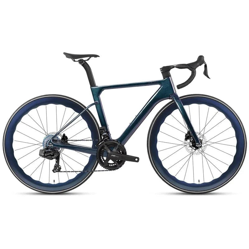 TWITTER 700X25C Carbon Road Bicycle Wireless Men's Hydraulic Disc Racing Bike With WheelTop EDS TX 24S Shifter 50mm Carbon Wheel