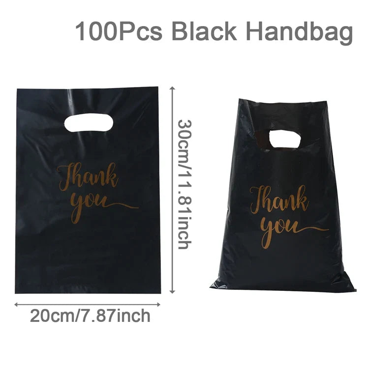 Perfecsy 100pcs Thank You Bag Gift Plastic Shopping Bag Tote Bag 20*30cm Gitf Bag Birthday Wedding Party Favors Candy Cookie 