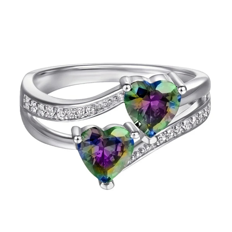 MyClosetAid Double Heart CZ 925 Ring — lifestyle context