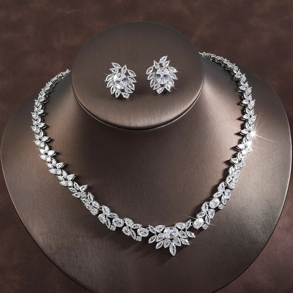Envy NYC ZAKOL Brand Gorgeous Shiny Full Zirconia Earring Necklaces Jewelry Set Luxury… — construction detail
