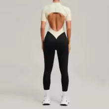 Women's One Piece Yoga Jumpsuit Short Sleeve Push Up Training Bodysuit