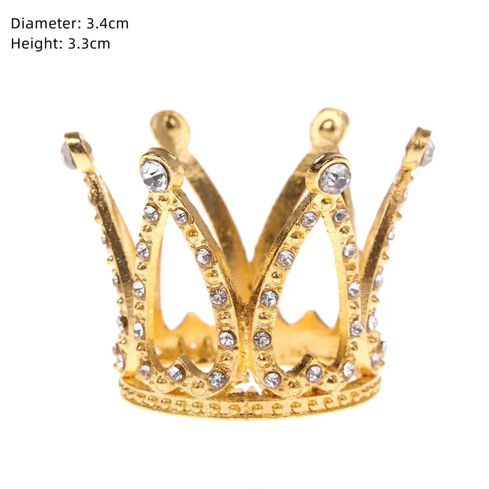 Perfecsy Rhinestone Crown Baking Cake Topper Headwear Decoration Children's Hair Accessories Princess Wedding Birthday Party 