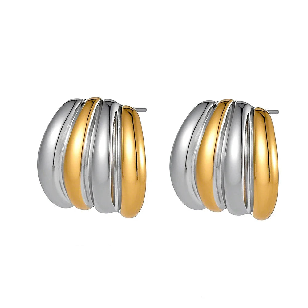 SORI STYLE Hypoallergenic Geometric Stud Earrings for Women — fabric or material detail