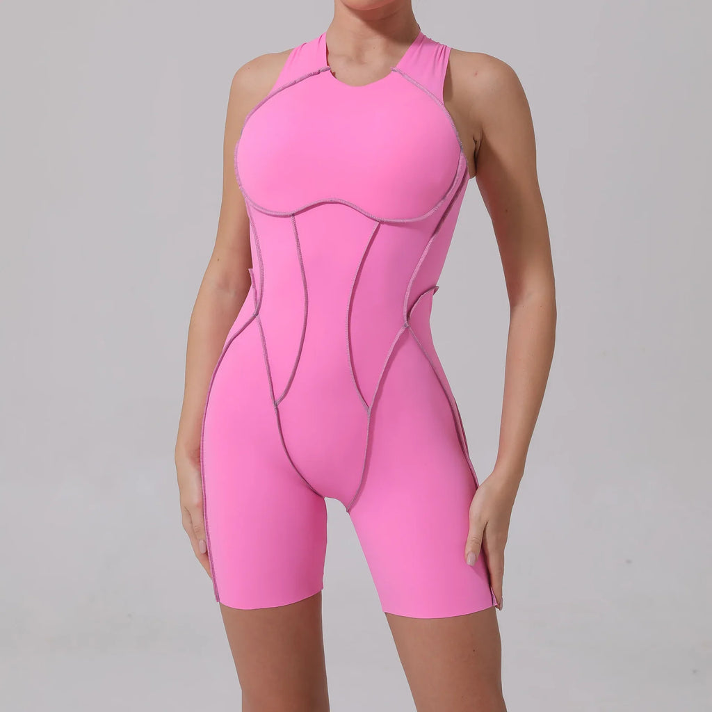 DINGPAI Back Scrunch Yoga Jumpsuit Women One-Piece Suit Sleeveless