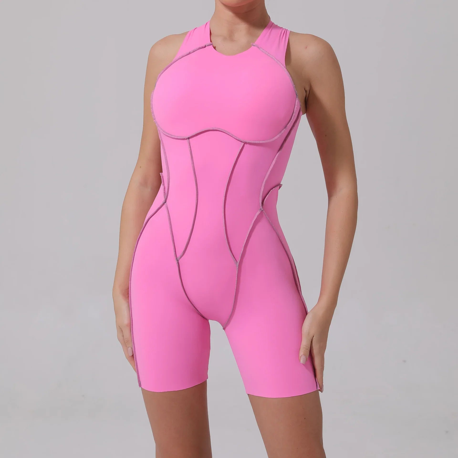 DINGPAI Back Scrunch Yoga Jumpsuit Women One-Piece Suit Sleeveless