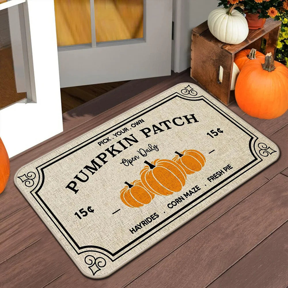 Perfecsy VIKAMA Halloween Autumn Door Mat Thanksgiving Welcome Mat Indoor/Outdoor Anti-Slip Carpet Home Decoration — fabric o