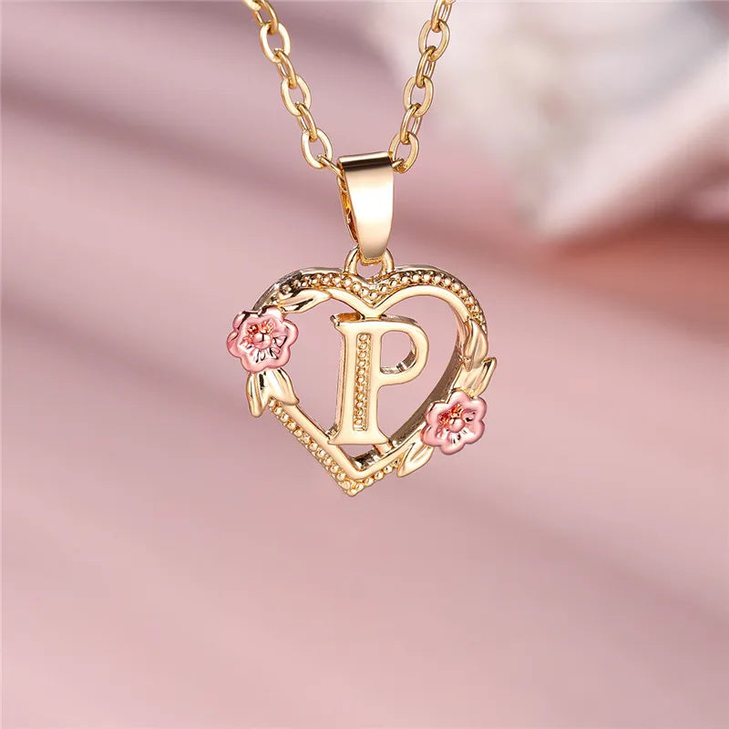 MyClosetAid Female A-Z Letter Flower Pendant Necklace — comparison shot