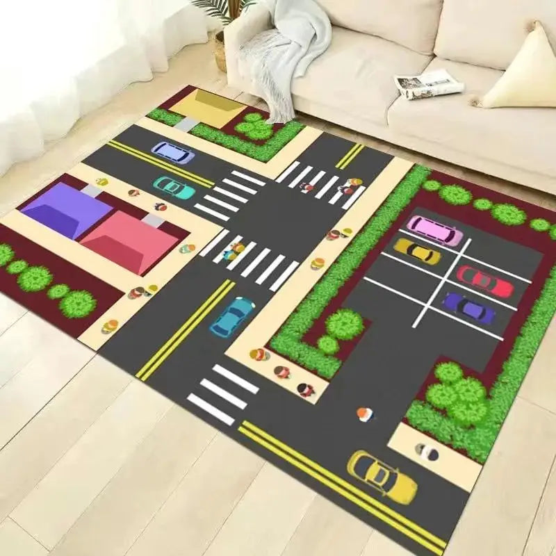 VIAKAMA Cartoon Carpet Kindergarten Early Childhood Education Children's Room Traffic Car Park Track Baby Play House Game Mats