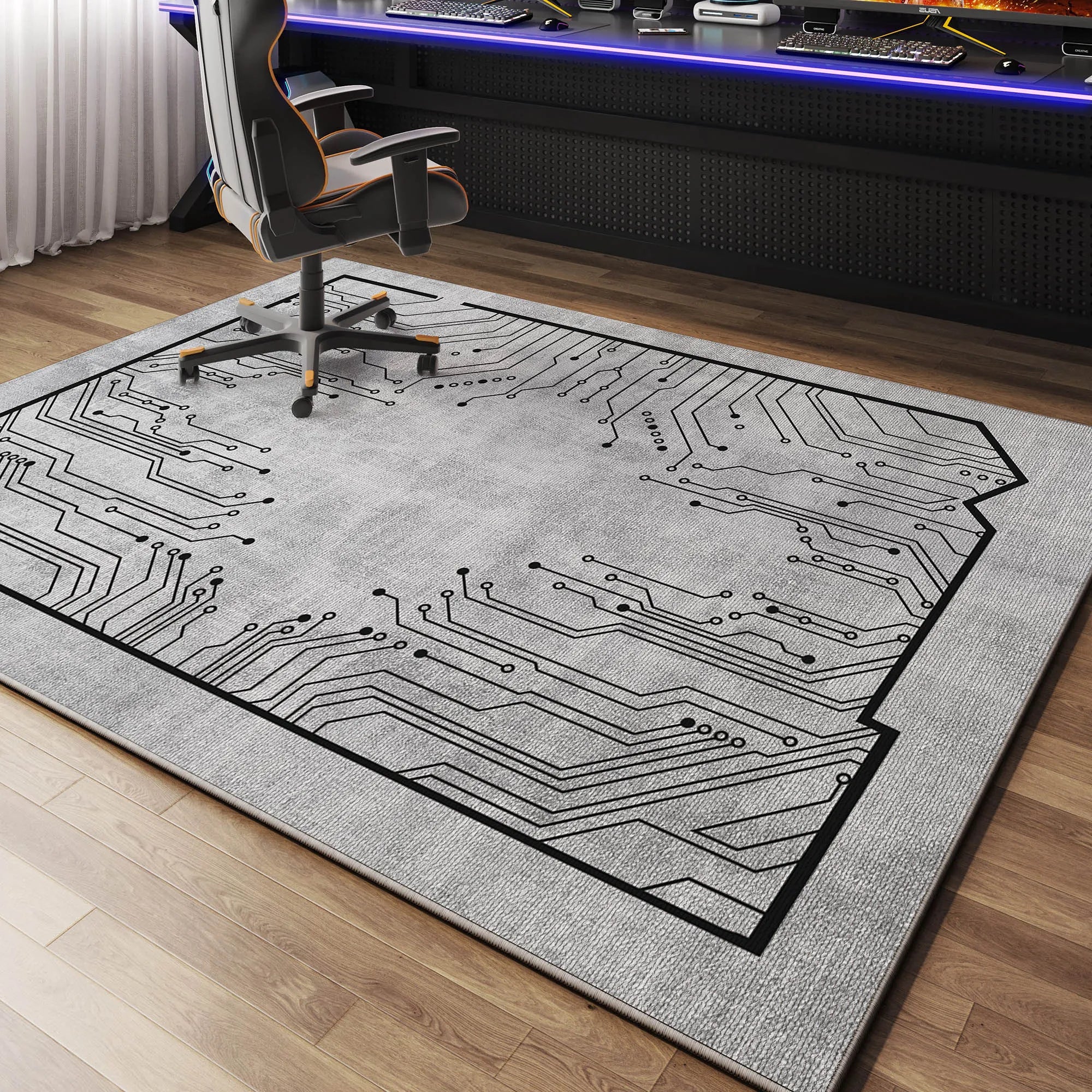Perfecsy VIKAMA Luxury Casual Gaming Room Carpet Quiet Bedroom Office Chair Floor Mat Anti-Slip Male Dormitory Carpet Home De