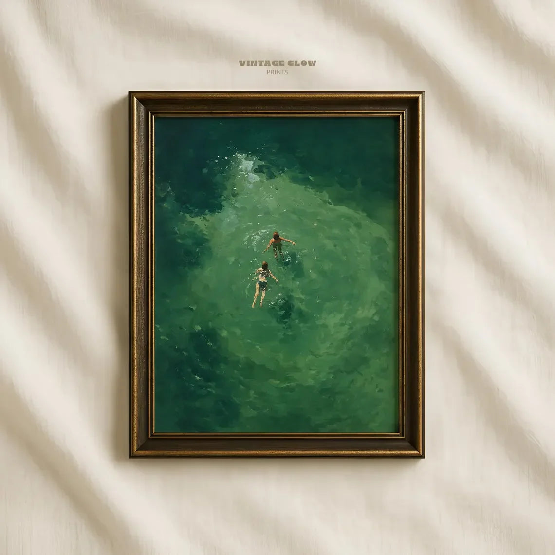 Perfecsy Swimming in Green Abstract Print | Vintage Retro Wall Art | Minimalist Green Holiday Decor | Digital Art Gift | Inst