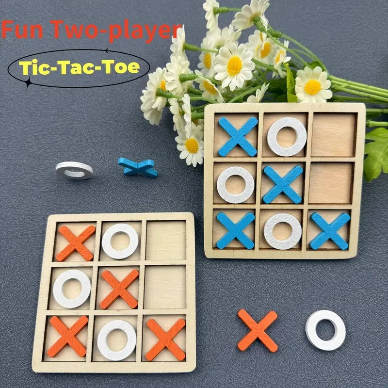 Perfecsy Wooden Tic Tac Toe Puzzle Game for Two Players Interactive Logic & Strategy Board Game Family Party Birthday Boys & 