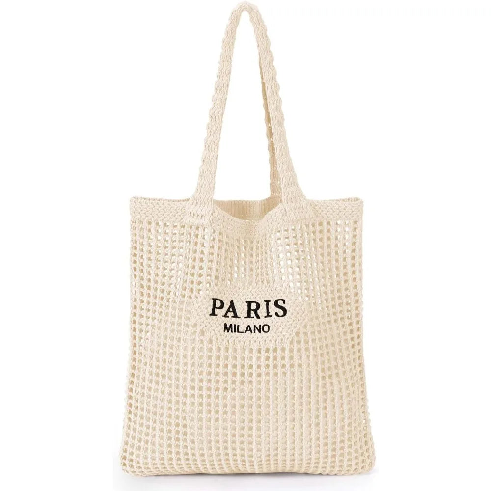 Crochet Tote Bag Women Mesh Beach Knit Summer Aesthetic Boho