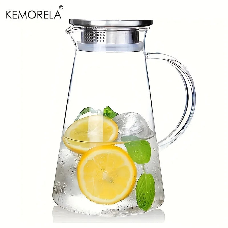 Perfecsy Water Jug Transparent Heat-Resistant Glass Cold Water Kettle And Cups Water Pot With Handle Large Capacity Office Ho