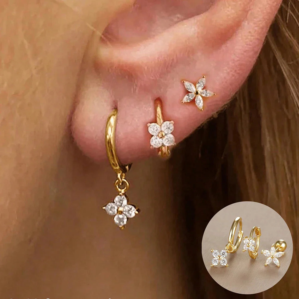 SORI STYLE 3PCS Crown Stud Earring Set for Women — side view