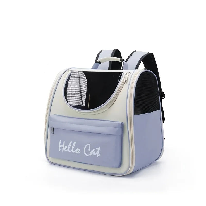 Perfecsy Large capacity collapsible pet backpack with zip closure, handle and mesh vent, perfect for cats and small dogs trav