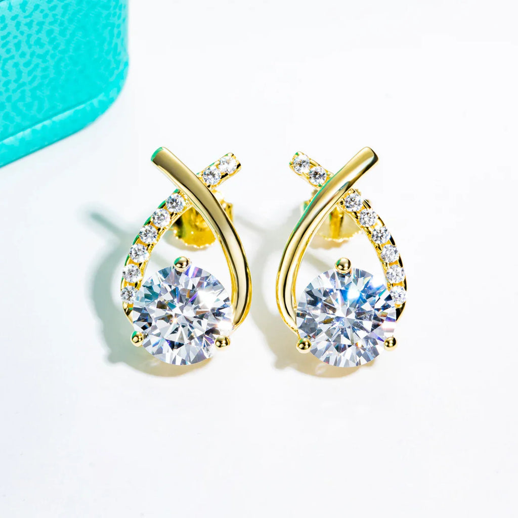 4 CTTW D Color Moissanite Stud Earrings