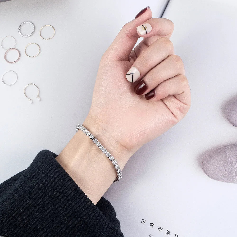SORI STYLE S925 Sterling Silver Zirconia Tennis Ball Bracelet — back view