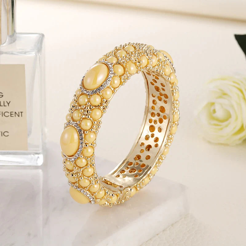 MyClosetAid Gold Plated Rhinestone Resin Bangles — back view
