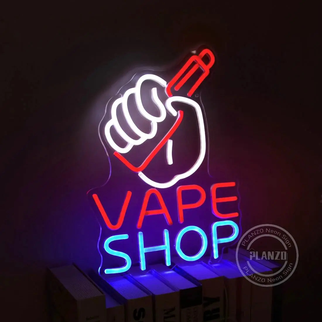 Perfecsy VAPE Shop Neon Sign for Smoke Shop LED Light Up E-cigar Business Store Sign Logo Wall Decor Birthday Christmas Dad H